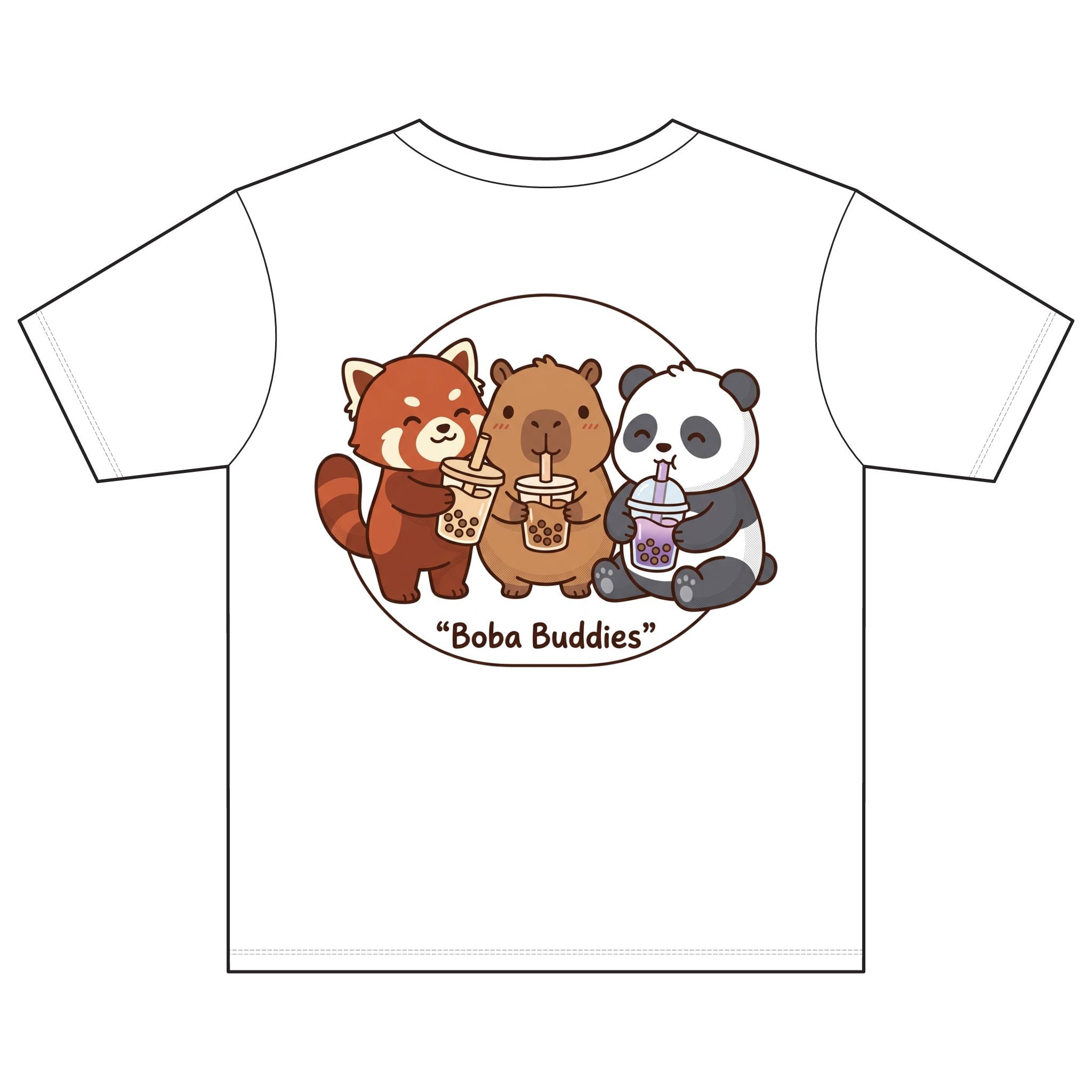 Kawaii Boba Buddies Youth Tee — Cute Animal Bubble Tea Shirt