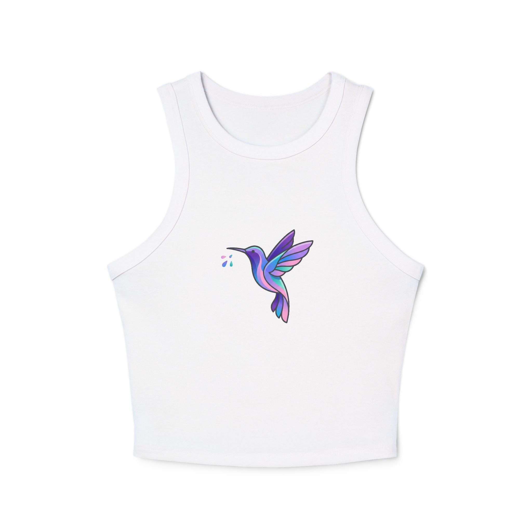 Hummingbird Dreams Cropped Tank | Minimalist Pastel Bird Tank for Tweens & Teens
