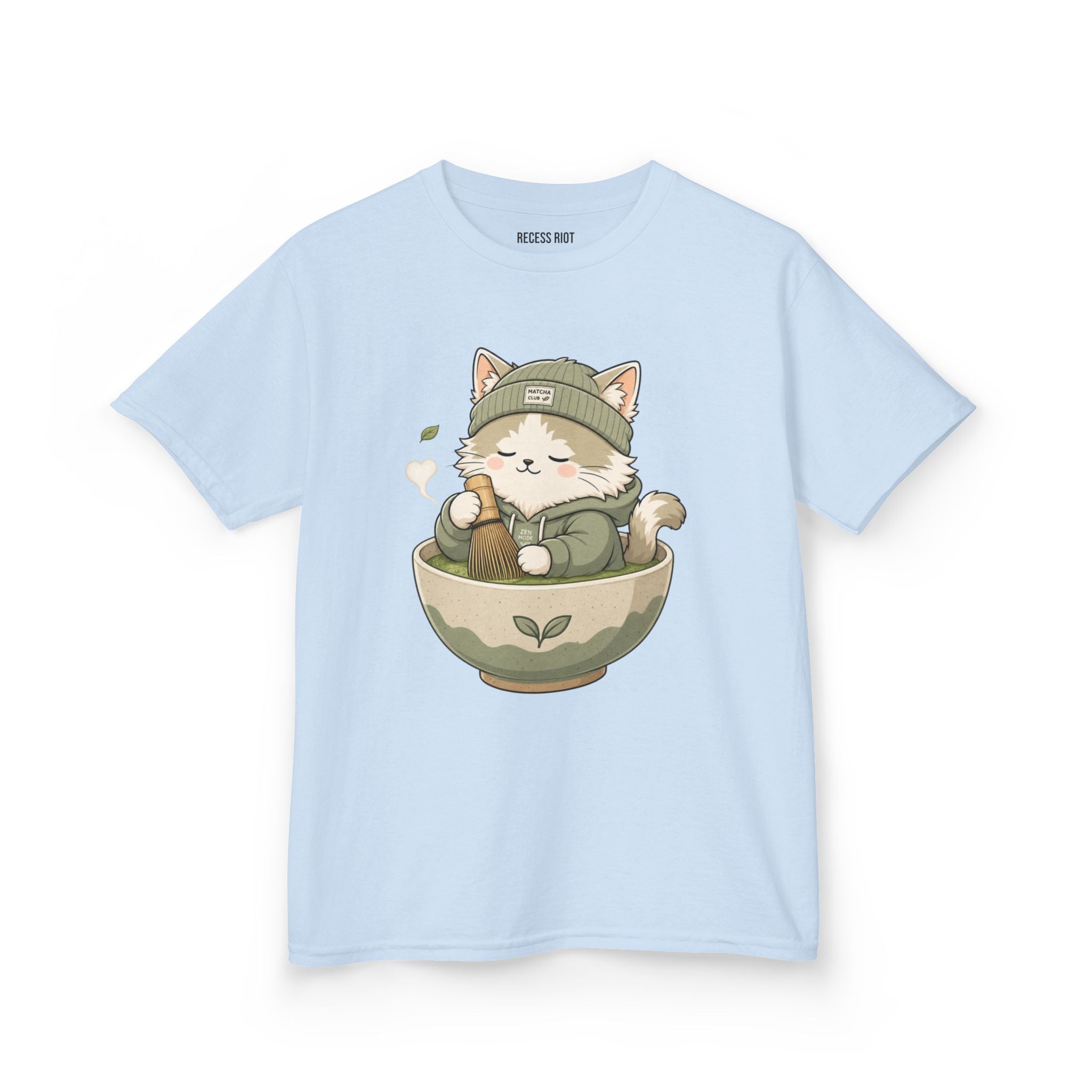 Matcha Mode Cat Tee | Cute Skateboarding Graphic Shirt