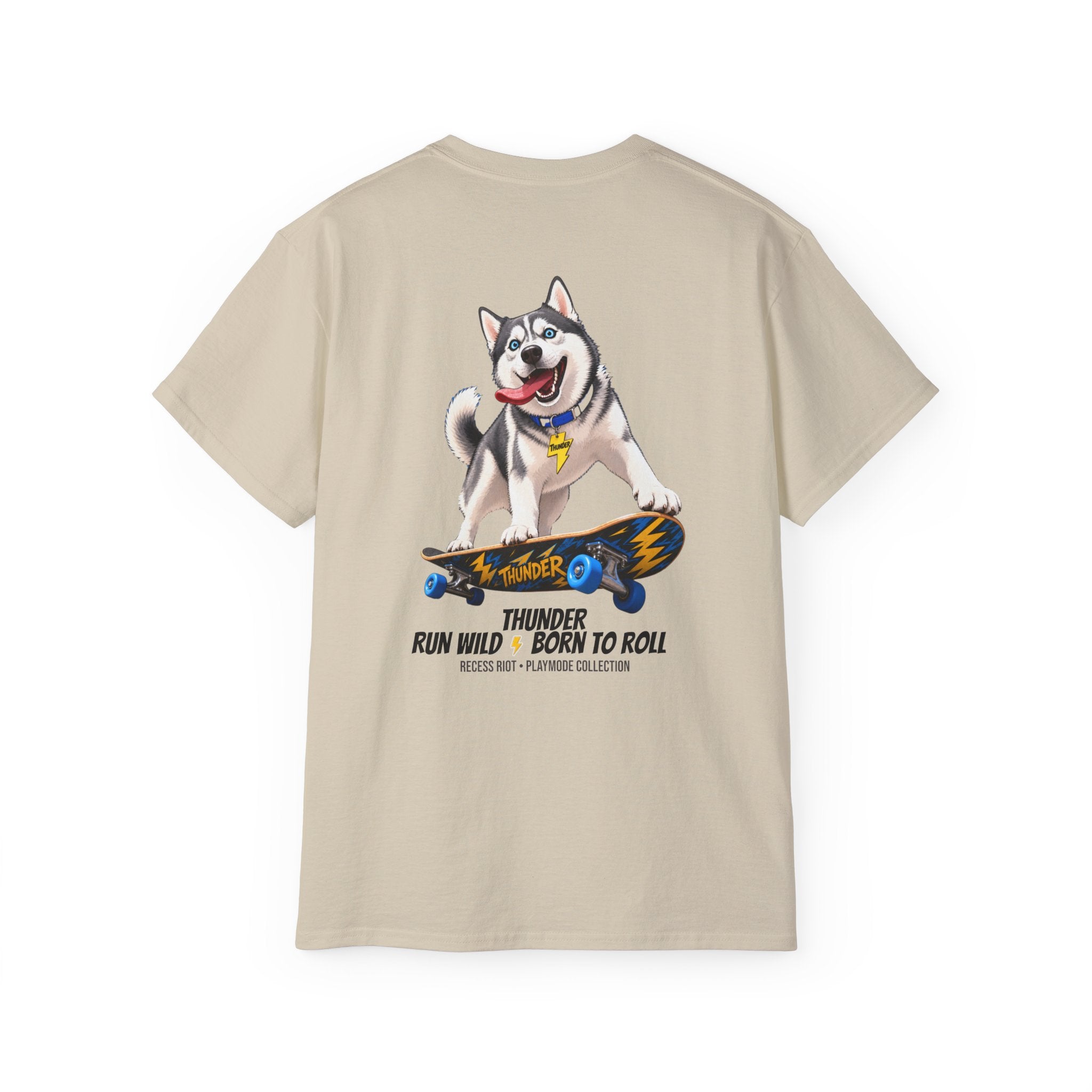 Thunder Run Wild Skateboarding Husky Tee | Recess Riot Tween Graphic Shirt