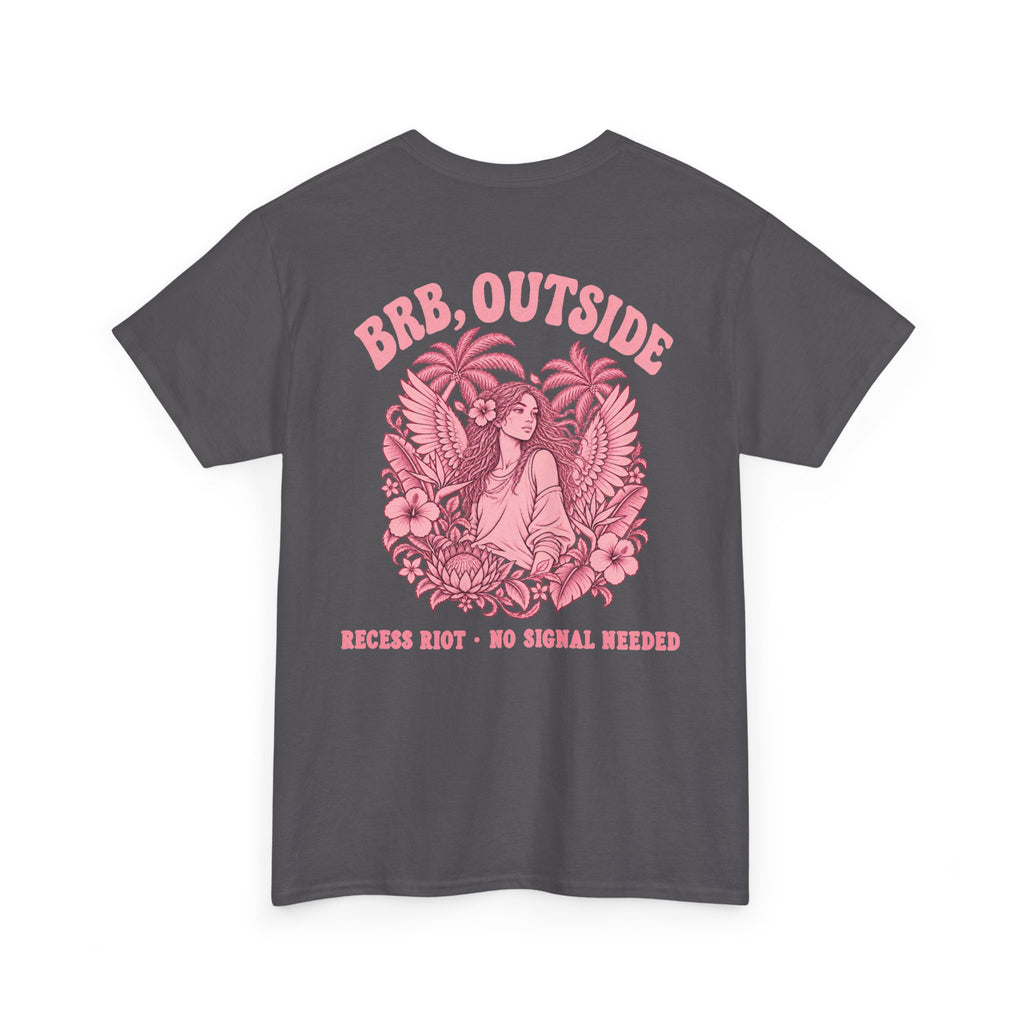 BRB, Outside Graphic Tee — Retro Pink Tropical 'Recess Riot' T-Shirt