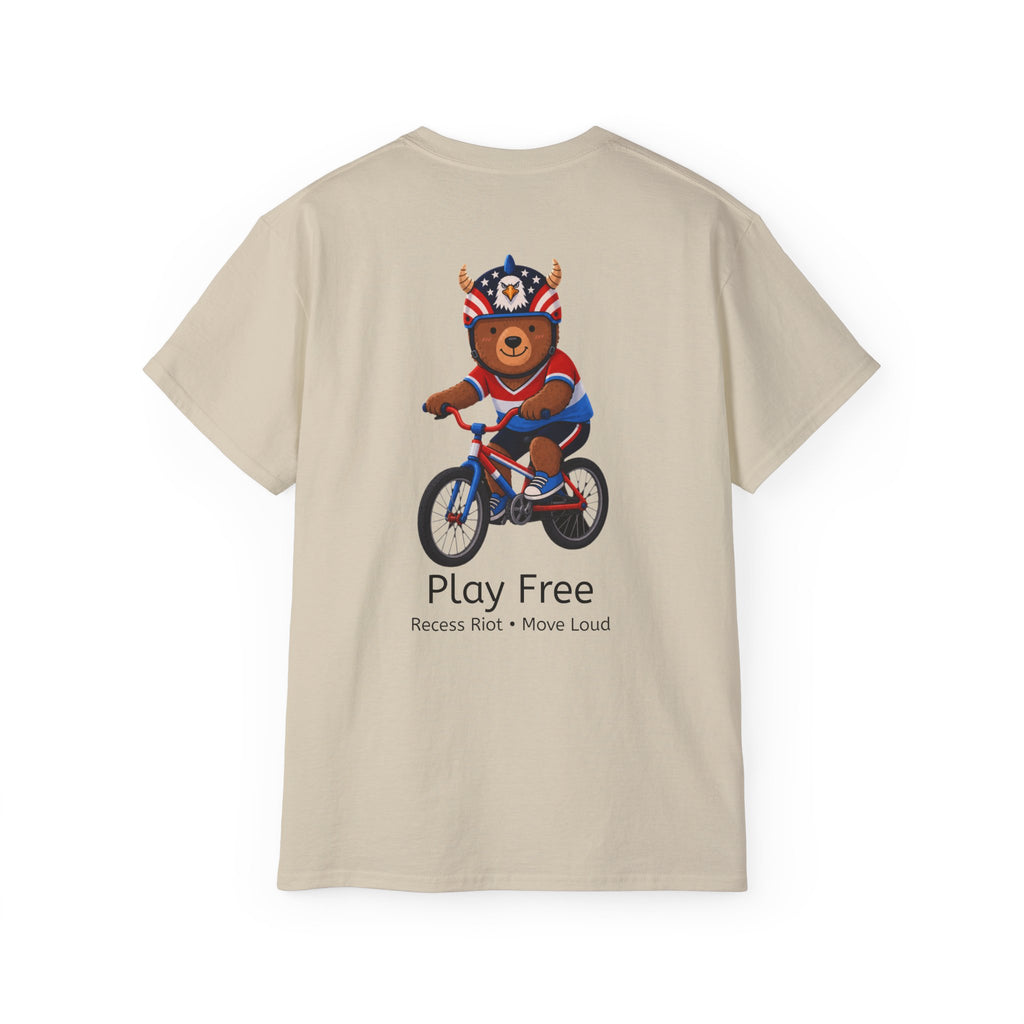 Play Free Graphic Tee | Oversized Americana Bear Shirt