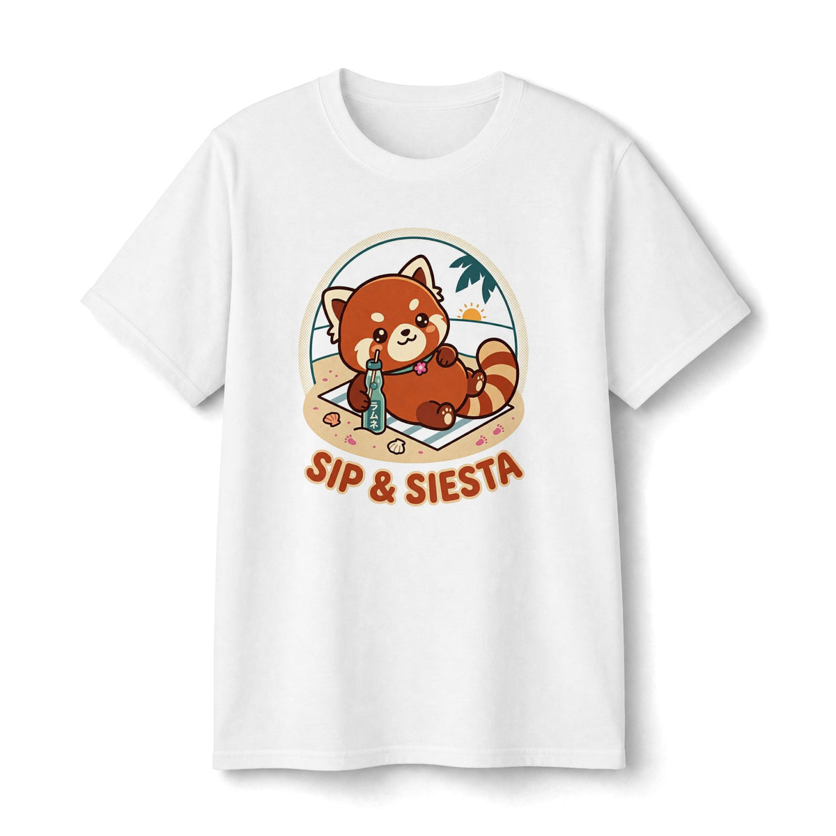 Youth Tee — 'Sip & Siesta' Red Panda Beach Graphic Shirt