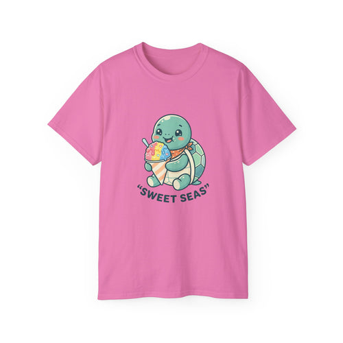 Adult Oversized "Sweet Seas" Turtle Tee | Relaxed Play Mode Graphic Shirt