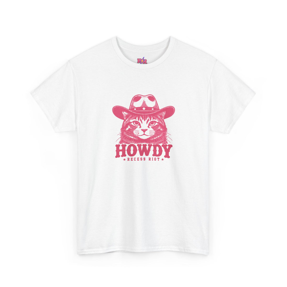 Cat Howdy T-Shirt — Pink Cowboy Cat Graphic Tee