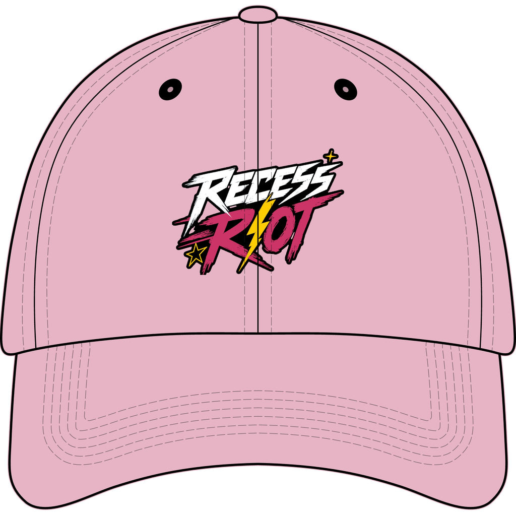 Youth Cap — Pink Embroidered "Recess Riot" Logo with "Move Loud" Back
