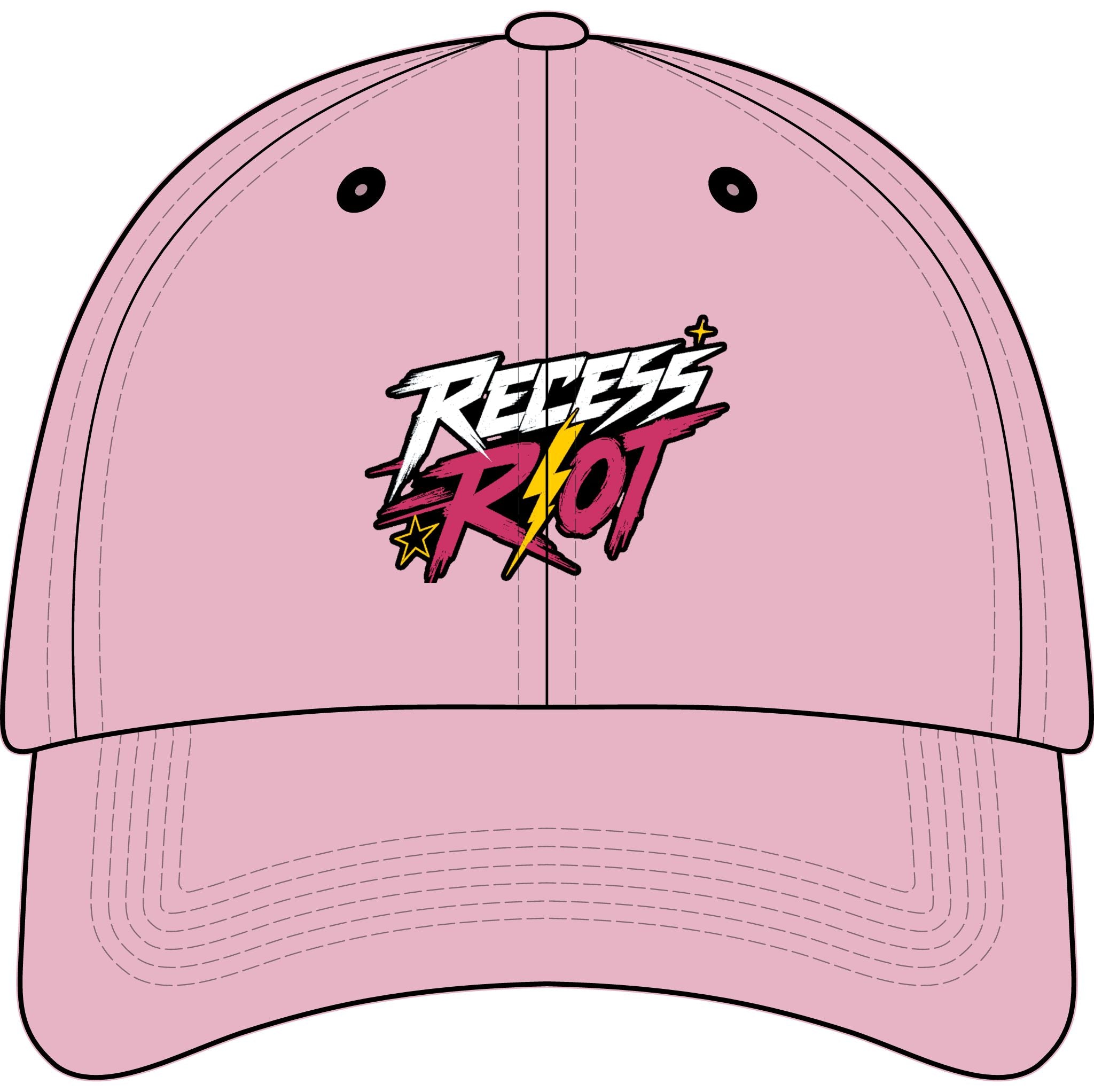 Youth Cap — Pink Embroidered "Recess Riot" Logo with "Move Loud" Back