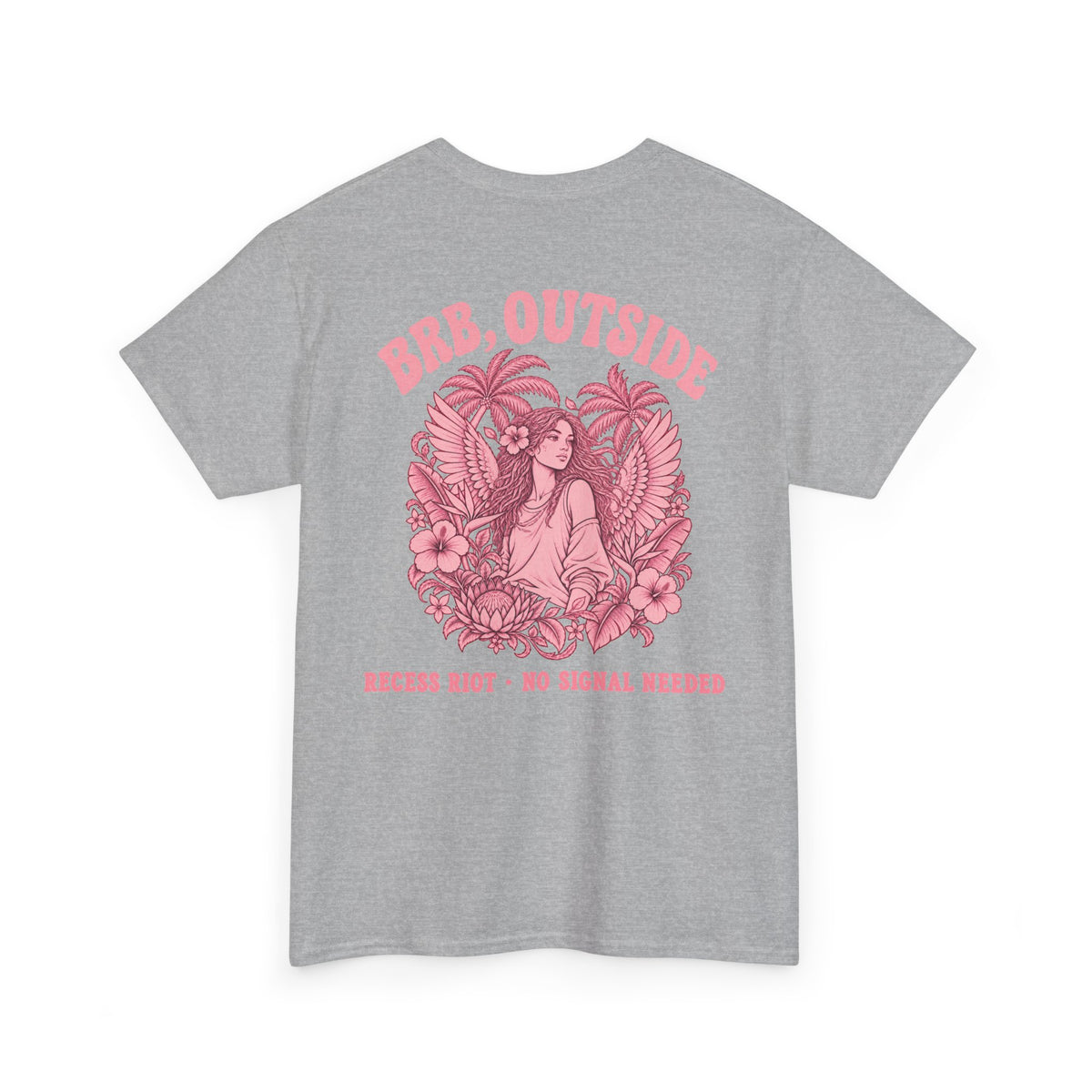 BRB, Outside Graphic Tee — Retro Pink Tropical 'Recess Riot' T-Shirt