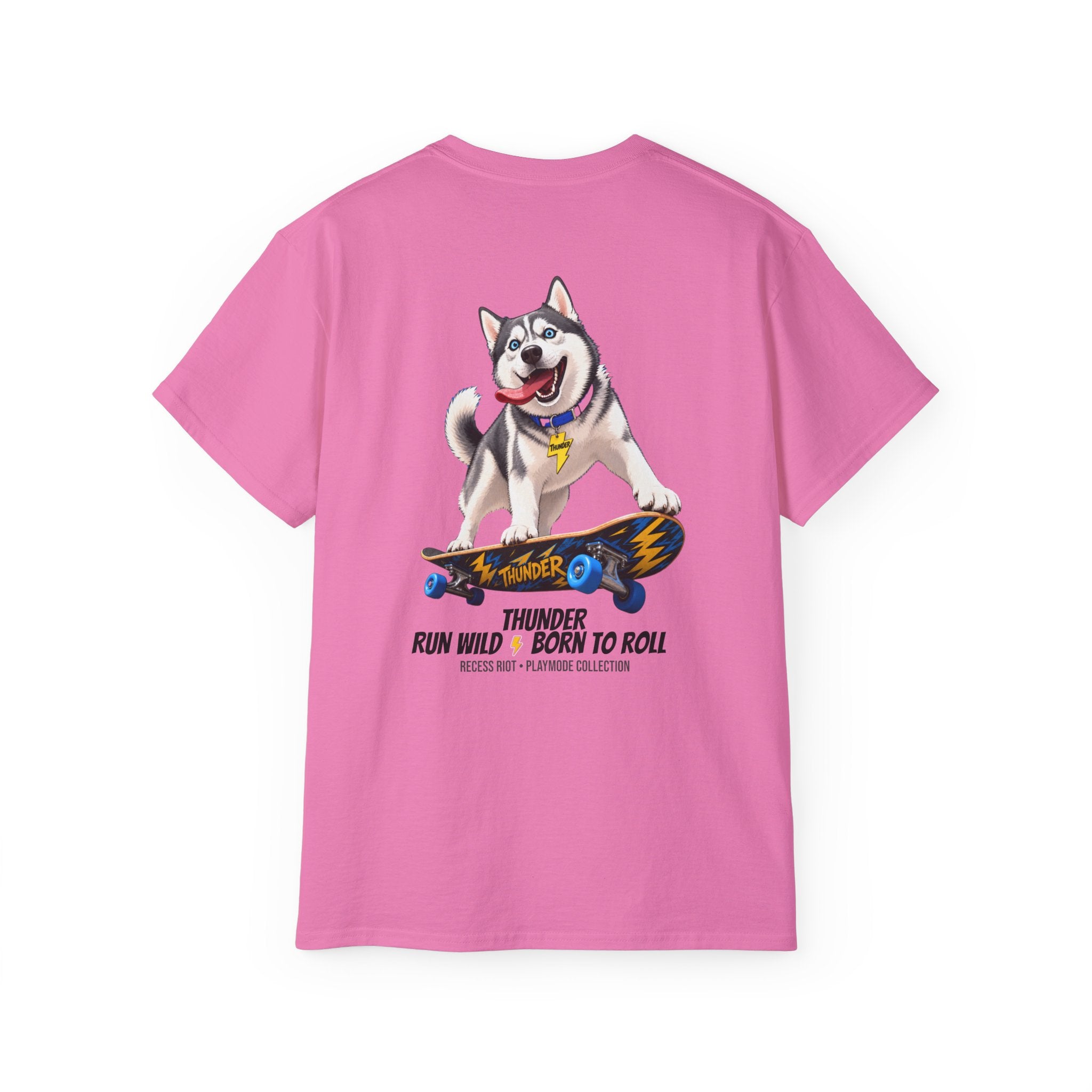 Thunder Run Wild Skateboarding Husky Tee | Recess Riot Tween Graphic Shirt