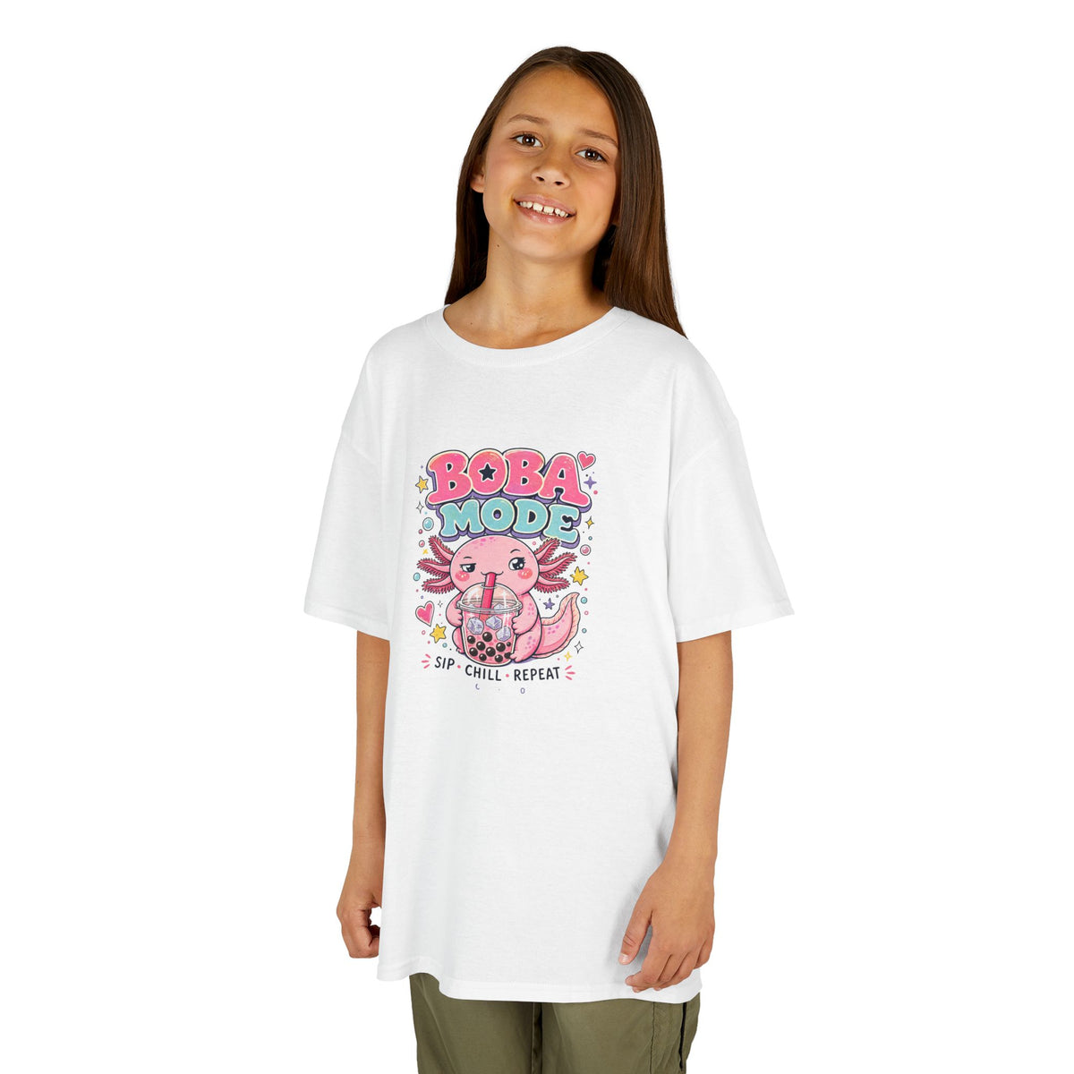Boba Mode Axolotl Tee — Sip · Chill · Repeat