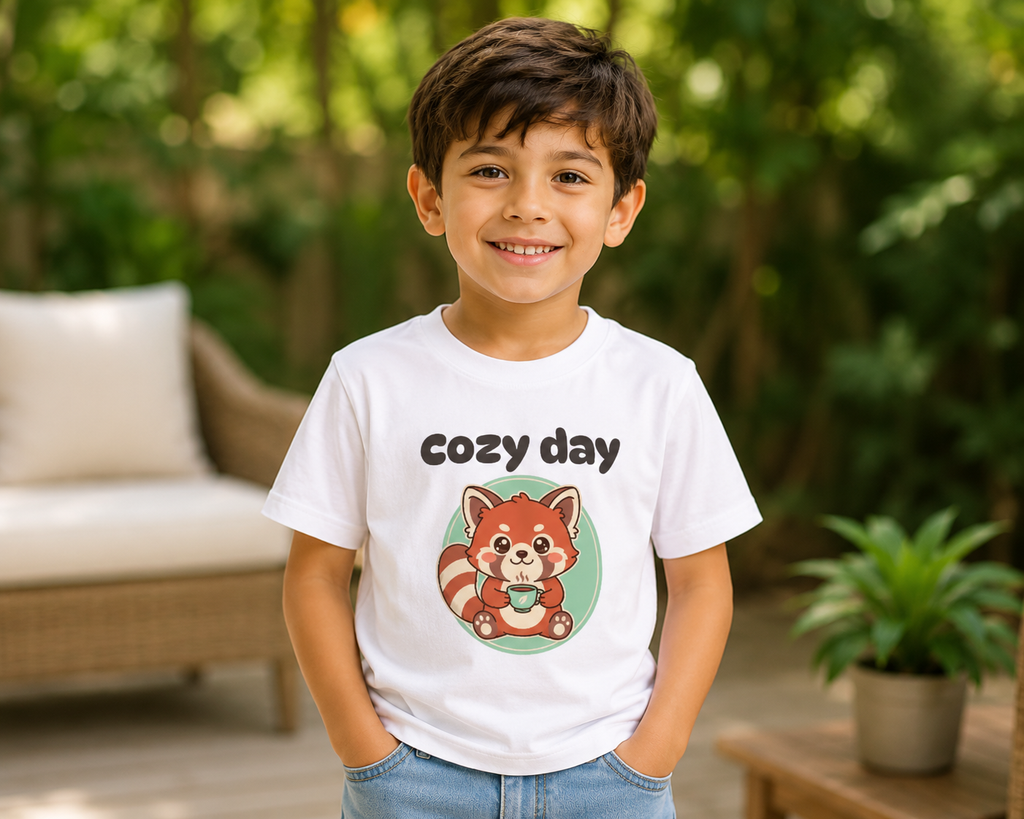 Cozy Day Red Panda Youth Tee — Cute Kids Graphic T-Shirt