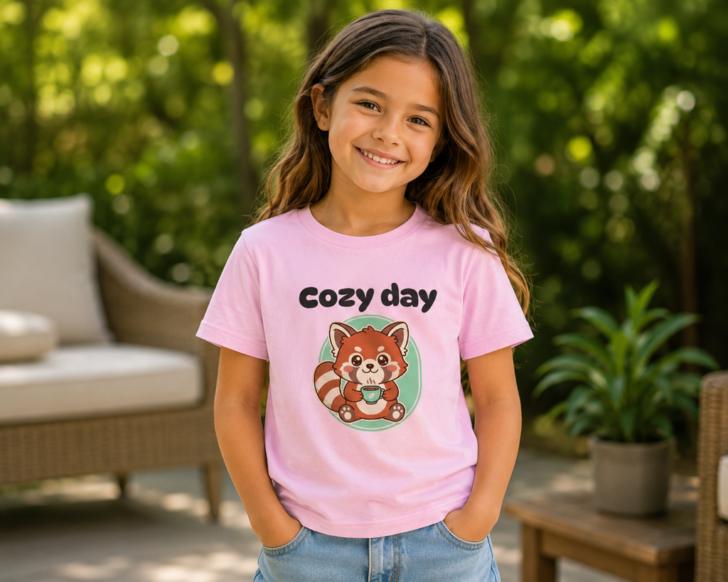 Cozy Day Red Panda Youth Tee — Cute Kids Graphic T-Shirt