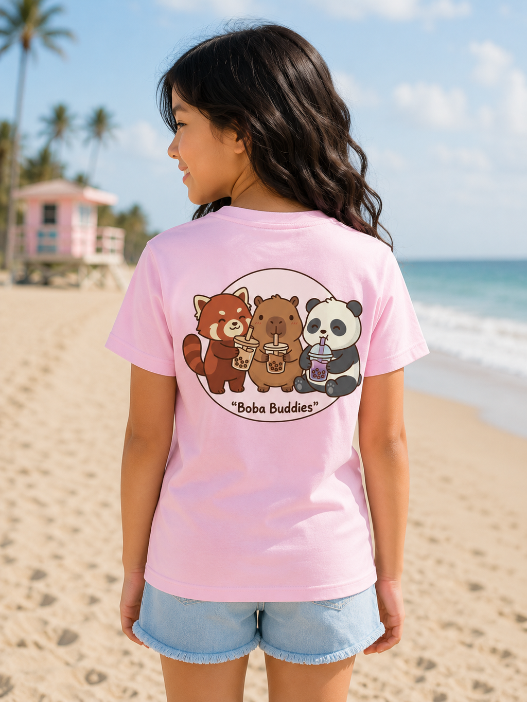 Kawaii Boba Buddies Youth Tee — Cute Animal Bubble Tea Shirt