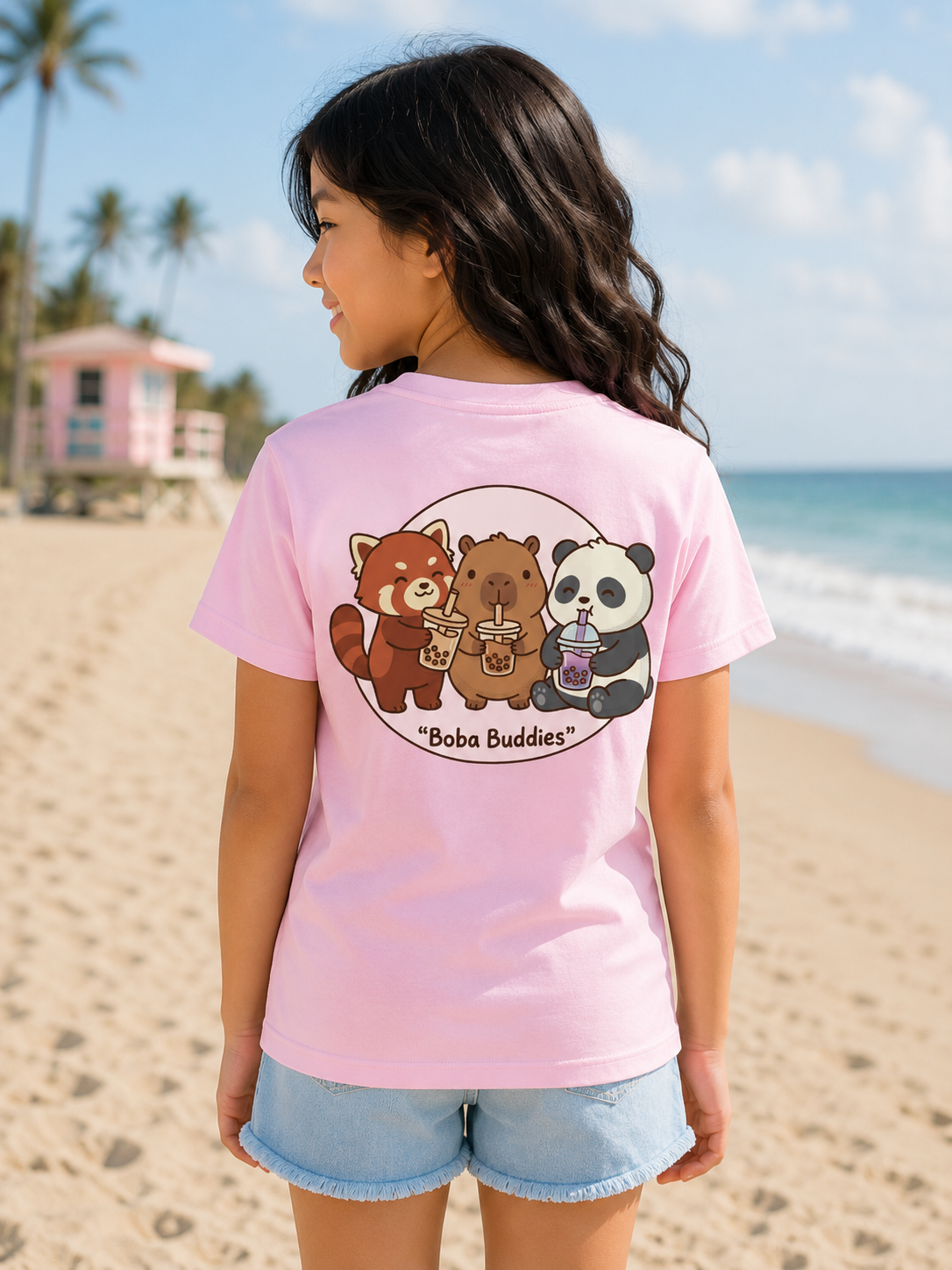 Kawaii Boba Buddies Youth Tee — Cute Animal Bubble Tea Shirt