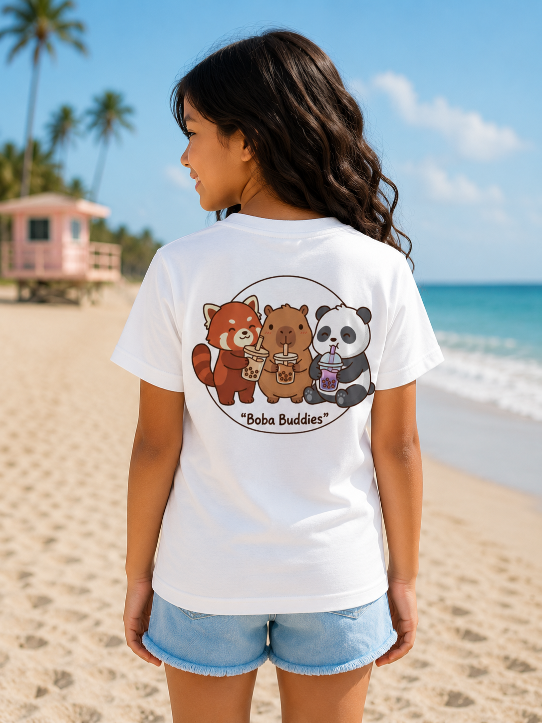 Kawaii Boba Buddies Youth Tee — Cute Animal Bubble Tea Shirt