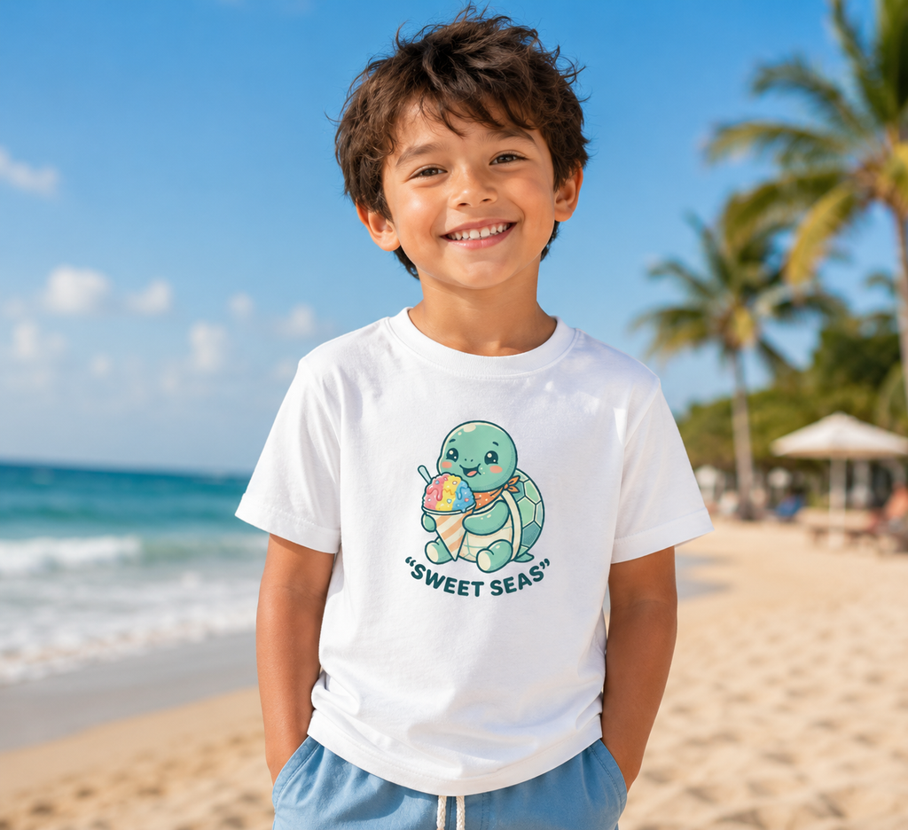 Youth Turtle Tee — "Sweet Seas" / "Sweet Chill" Cute Sea Turtle Kids Shirt