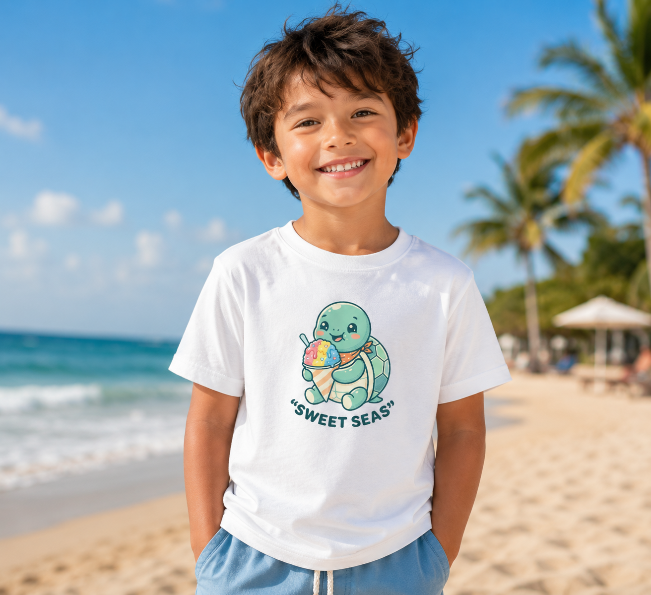 Youth Turtle Tee — "Sweet Seas" / "Sweet Chill" Cute Sea Turtle Kids Shirt