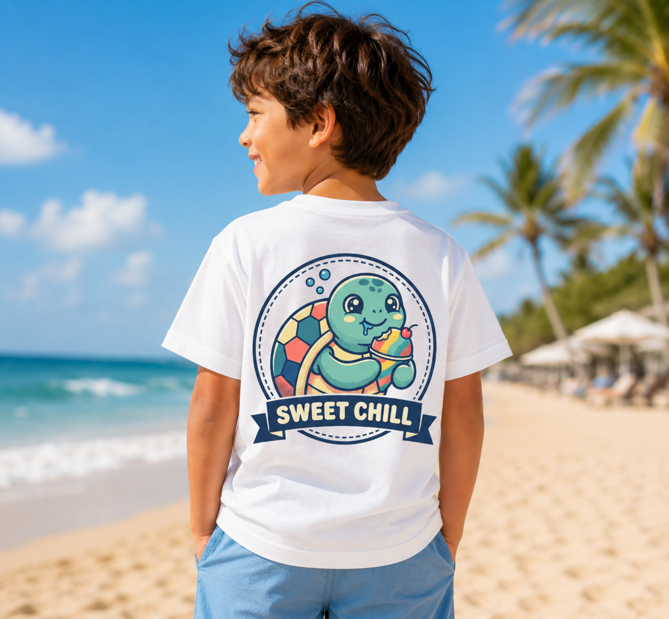 Youth Turtle Tee — "Sweet Seas" / "Sweet Chill" Cute Sea Turtle Kids Shirt