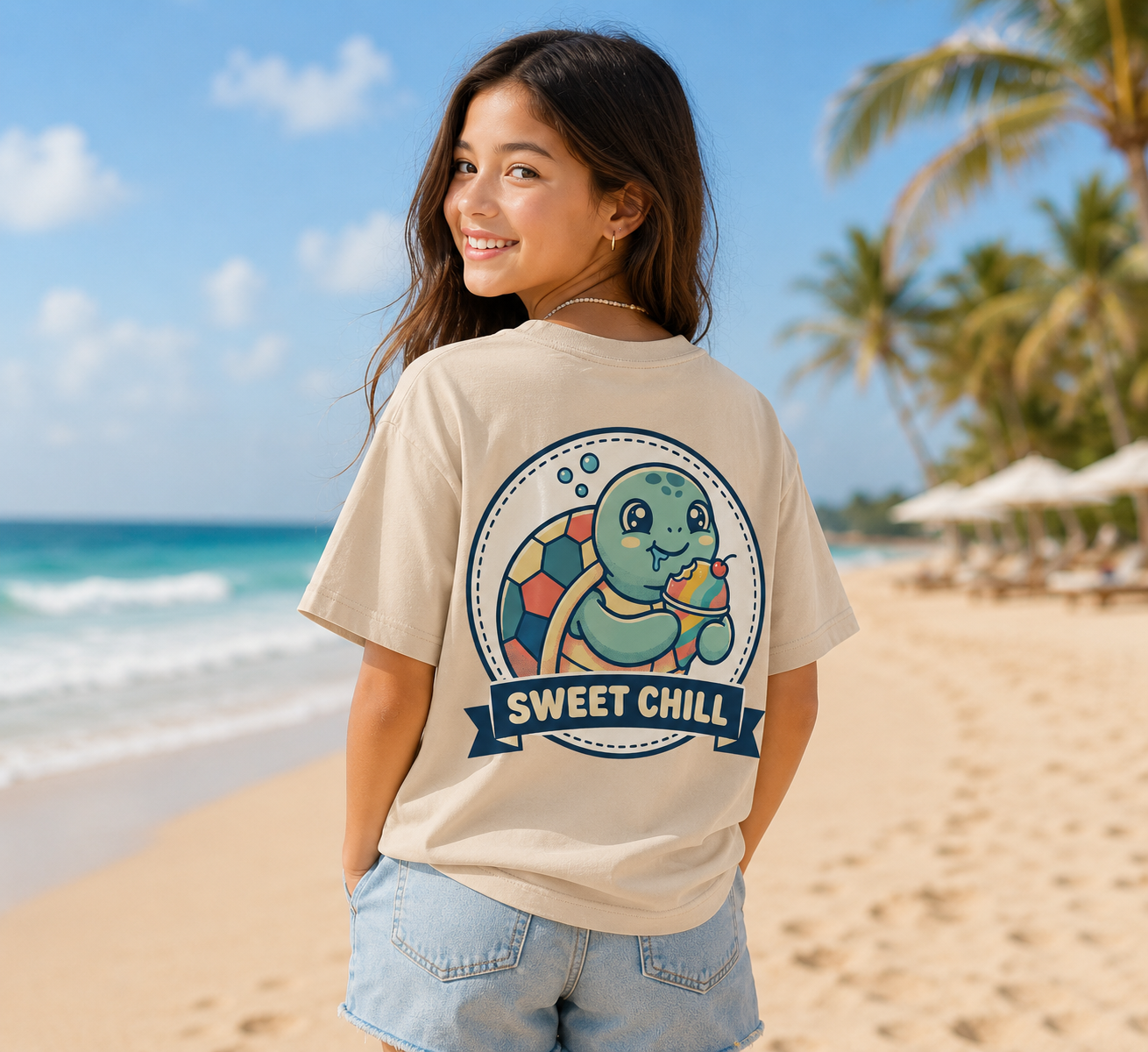 Youth Turtle Tee — "Sweet Seas" / "Sweet Chill" Cute Sea Turtle Kids Shirt
