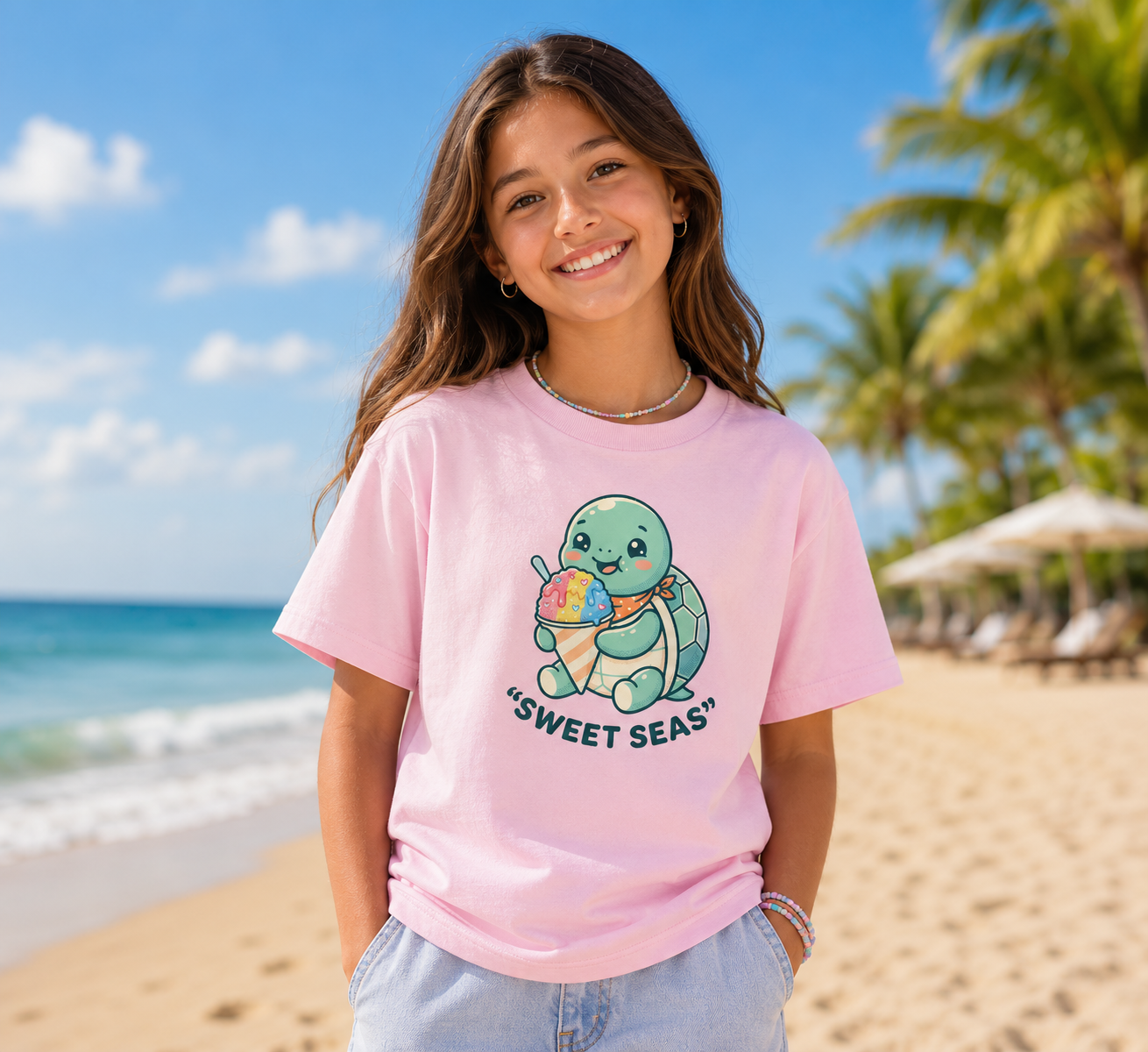 Youth Turtle Tee — "Sweet Seas" / "Sweet Chill" Cute Sea Turtle Kids Shirt