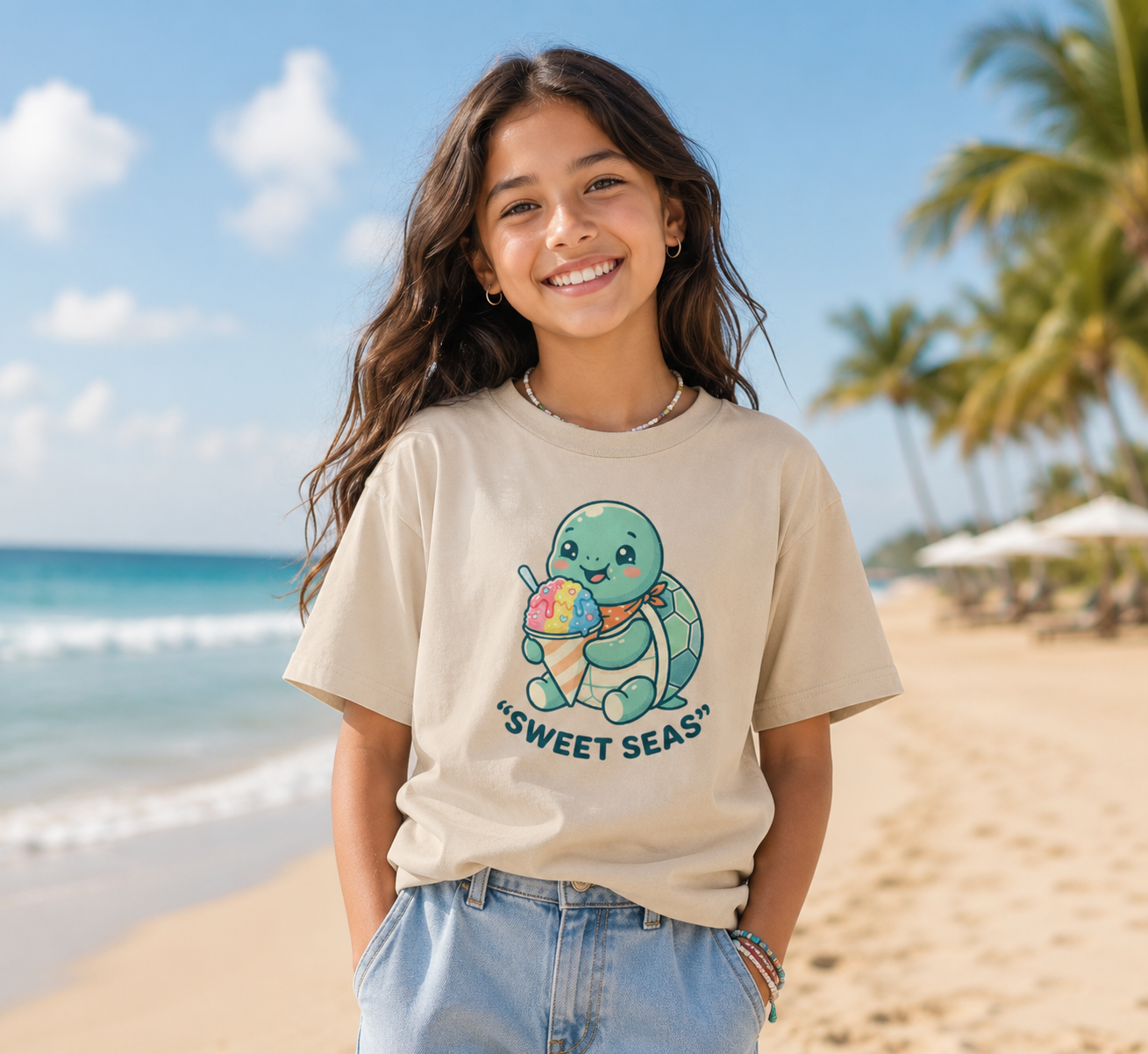 Youth Turtle Tee — "Sweet Seas" / "Sweet Chill" Cute Sea Turtle Kids Shirt