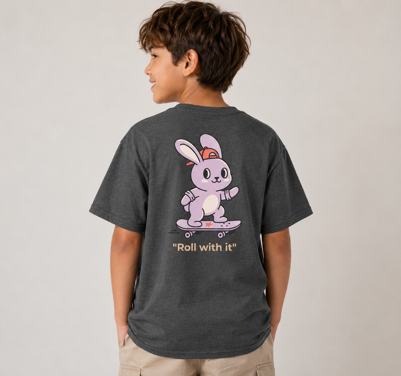 Roll With It Bunny Tee – Kids Graphic T-Shirt