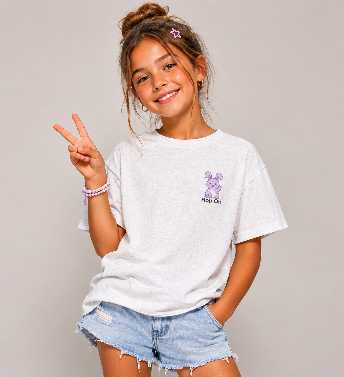Roll With It Bunny Tee – Kids Graphic T-Shirt