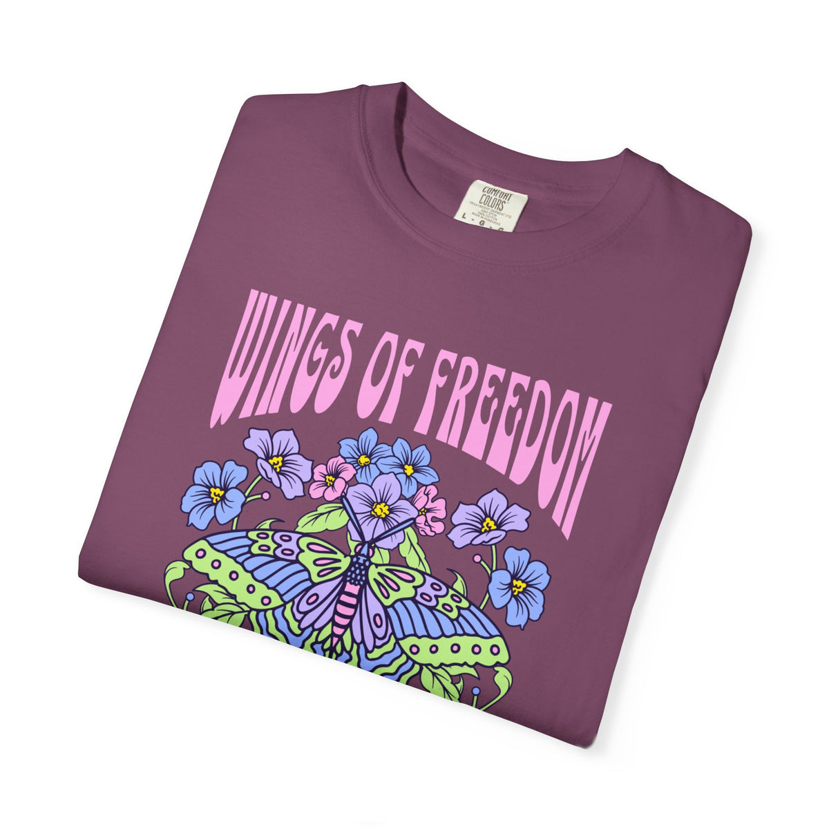 Wings of Freedom Butterfly T-Shirt — Spirit of Resilience Floral Graphic Tee