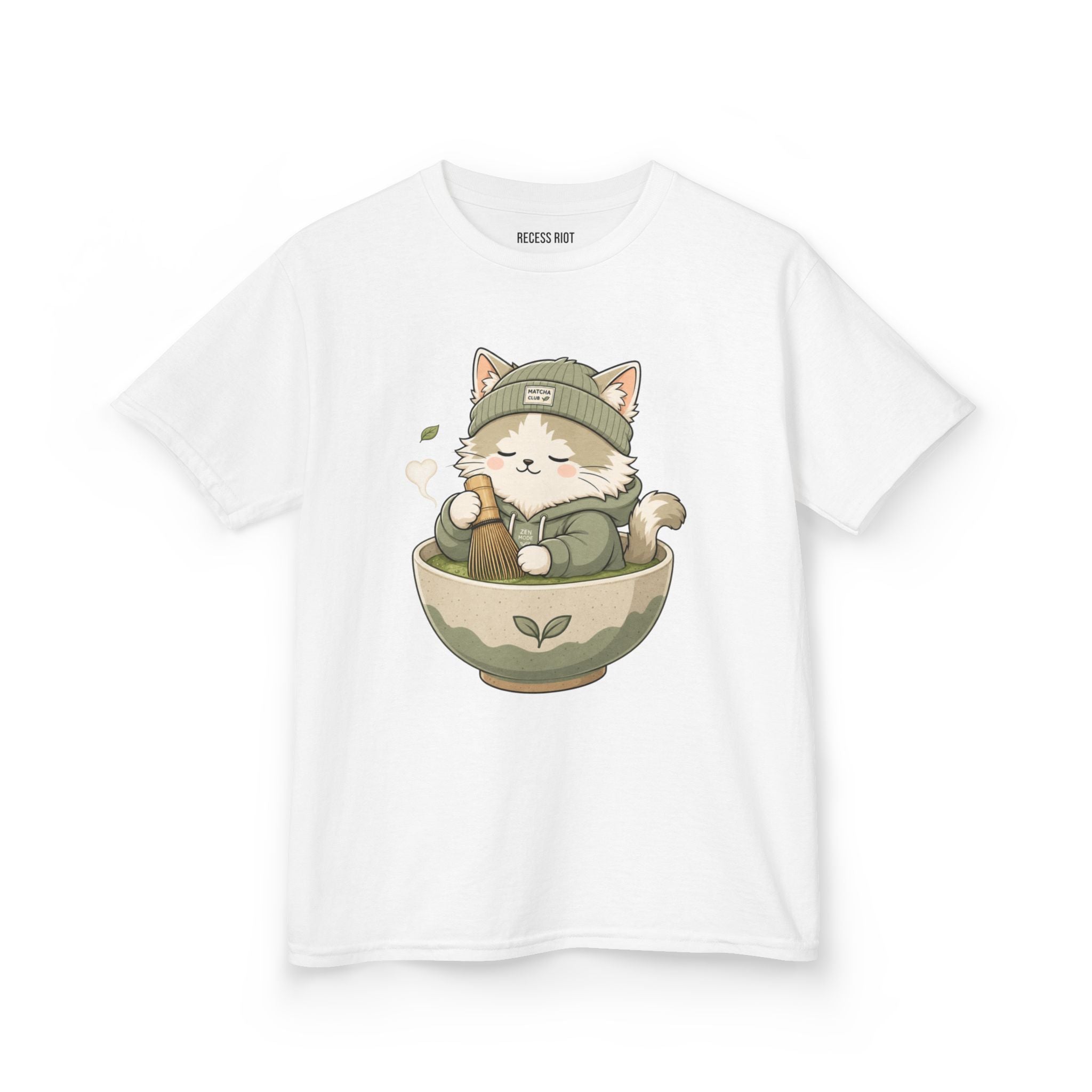 Matcha Mode Cat Tee | Cute Skateboarding Graphic Shirt
