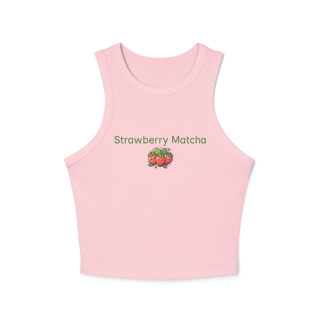 Strawberry Matcha Baby Tee | Soft Aesthetic Crop Top | Minimal Matcha Lover Shirt | Cute Strawberry Graphic Tee