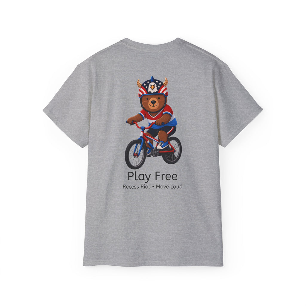 Play Free Graphic Tee | Oversized Americana Bear Shirt