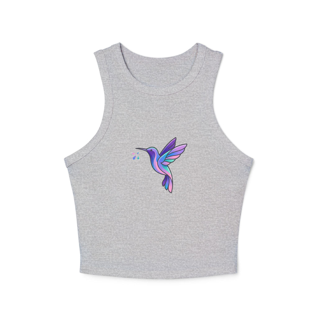 Hummingbird Dreams Cropped Tank | Minimalist Pastel Bird Tank for Tweens & Teens
