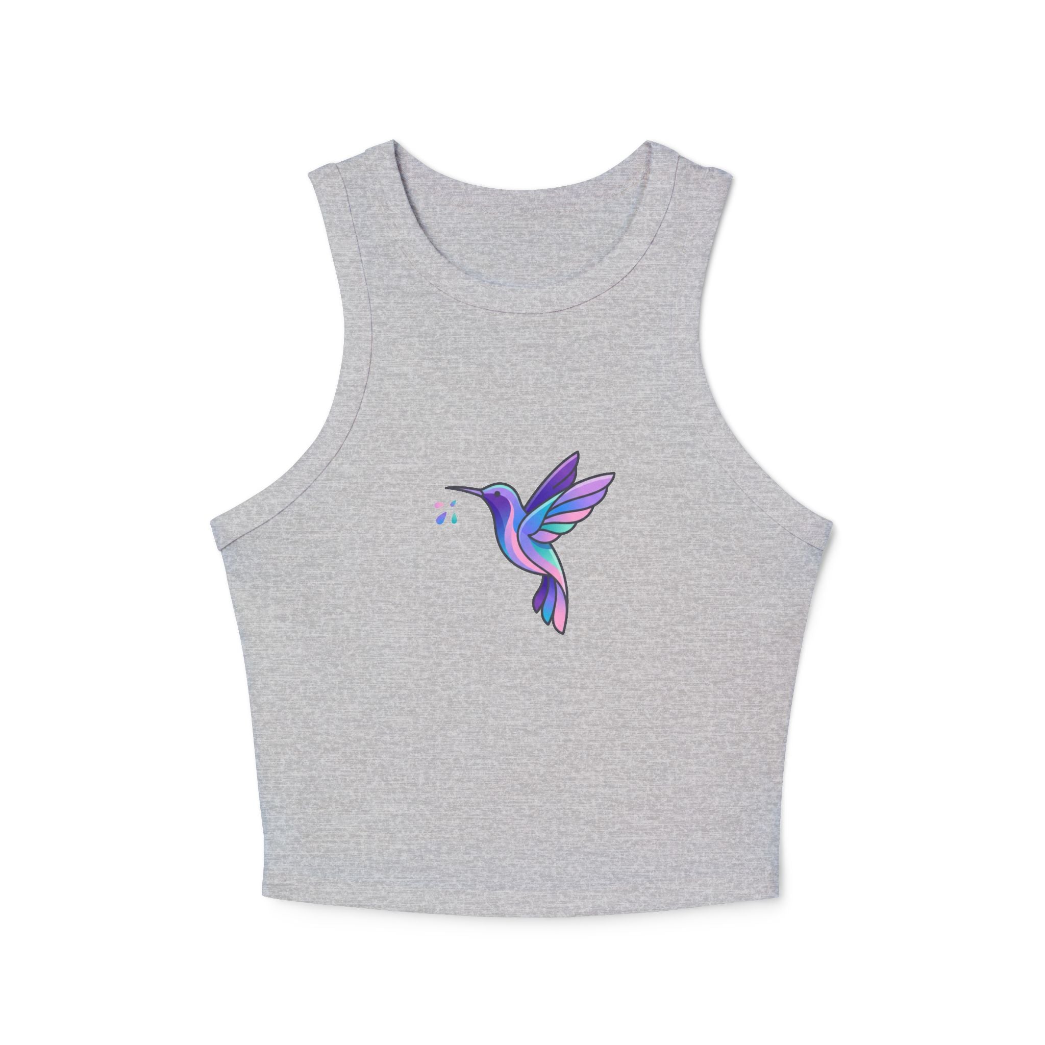 Hummingbird Dreams Cropped Tank | Minimalist Pastel Bird Tank for Tweens & Teens