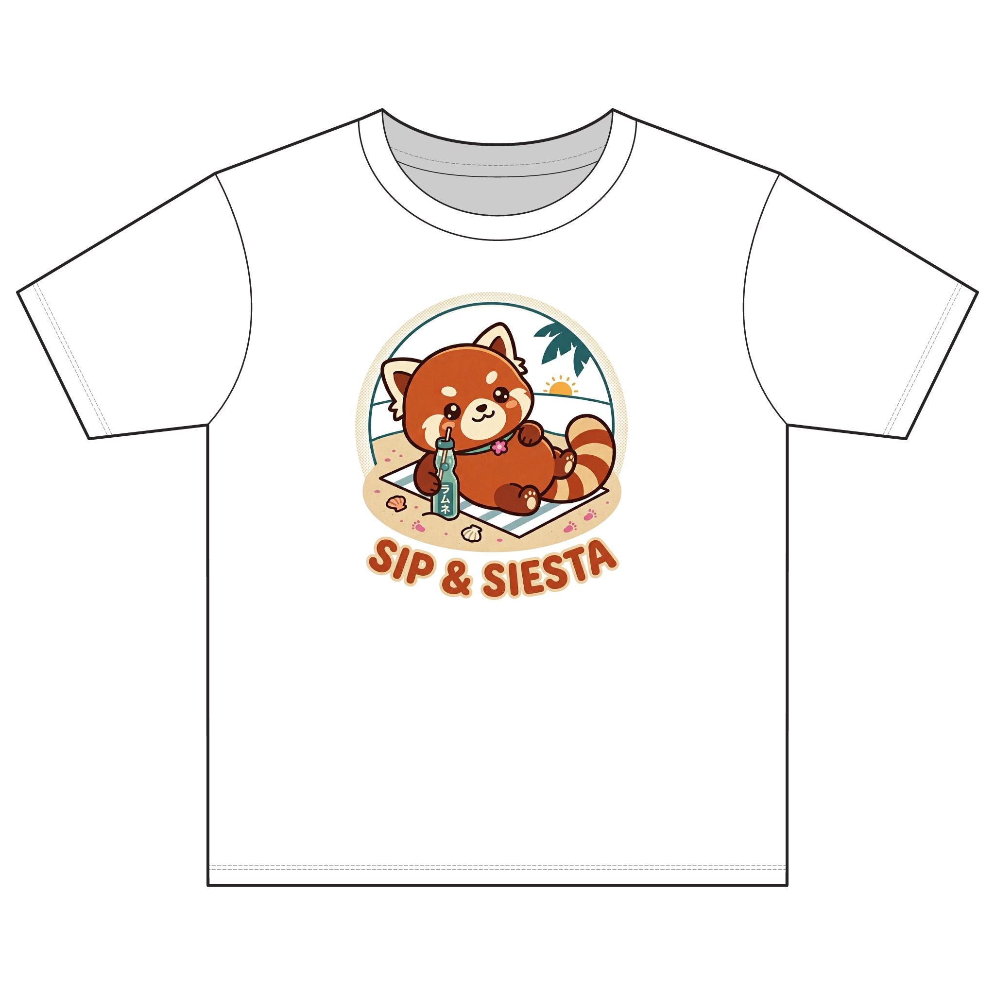 Youth Tee — 'Sip & Siesta' Red Panda Beach Graphic Shirt