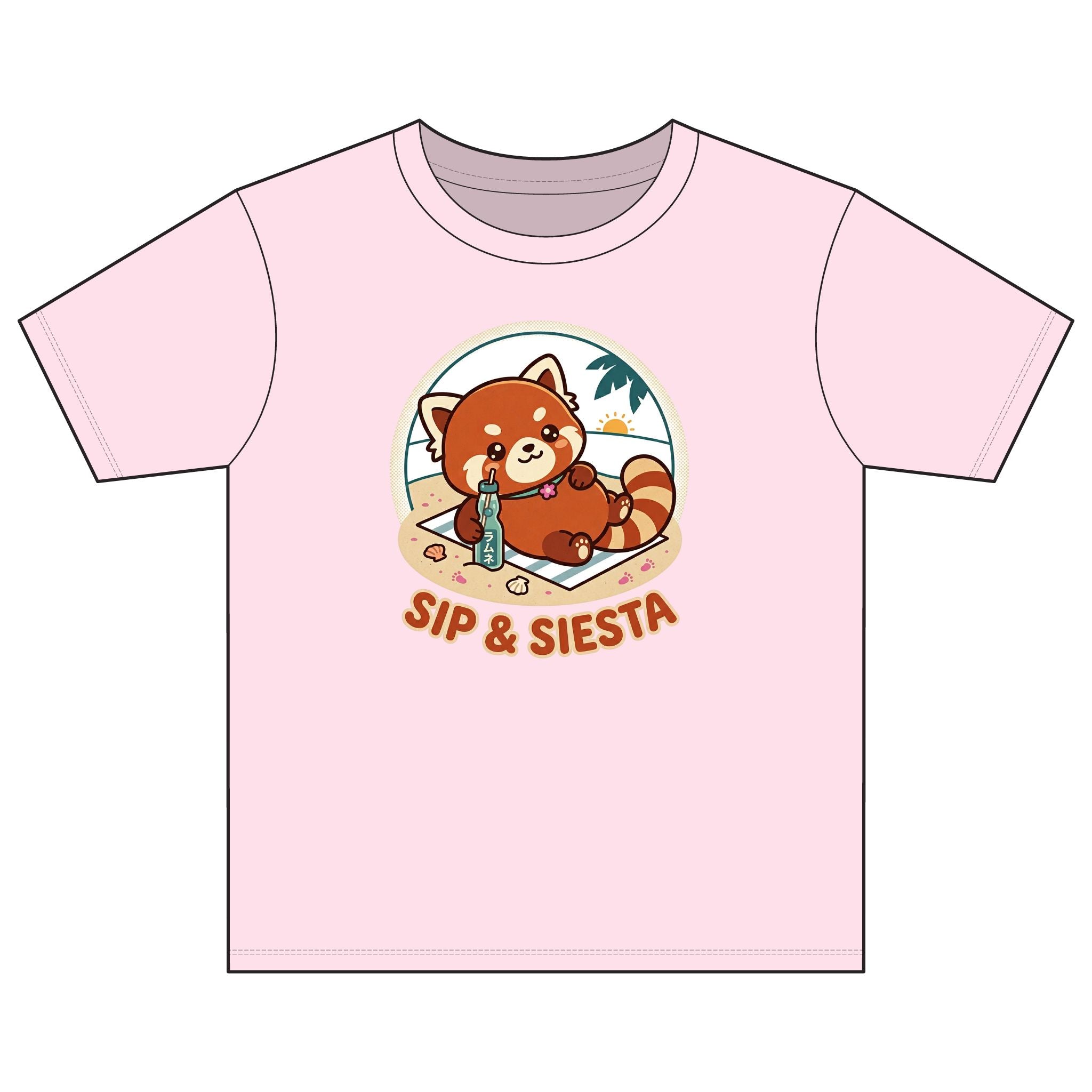 Youth Tee — 'Sip & Siesta' Red Panda Beach Graphic Shirt