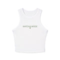 Matcha Mode Racer Tank Top — Cropped Micro Rib Tank with Matcha sprout
