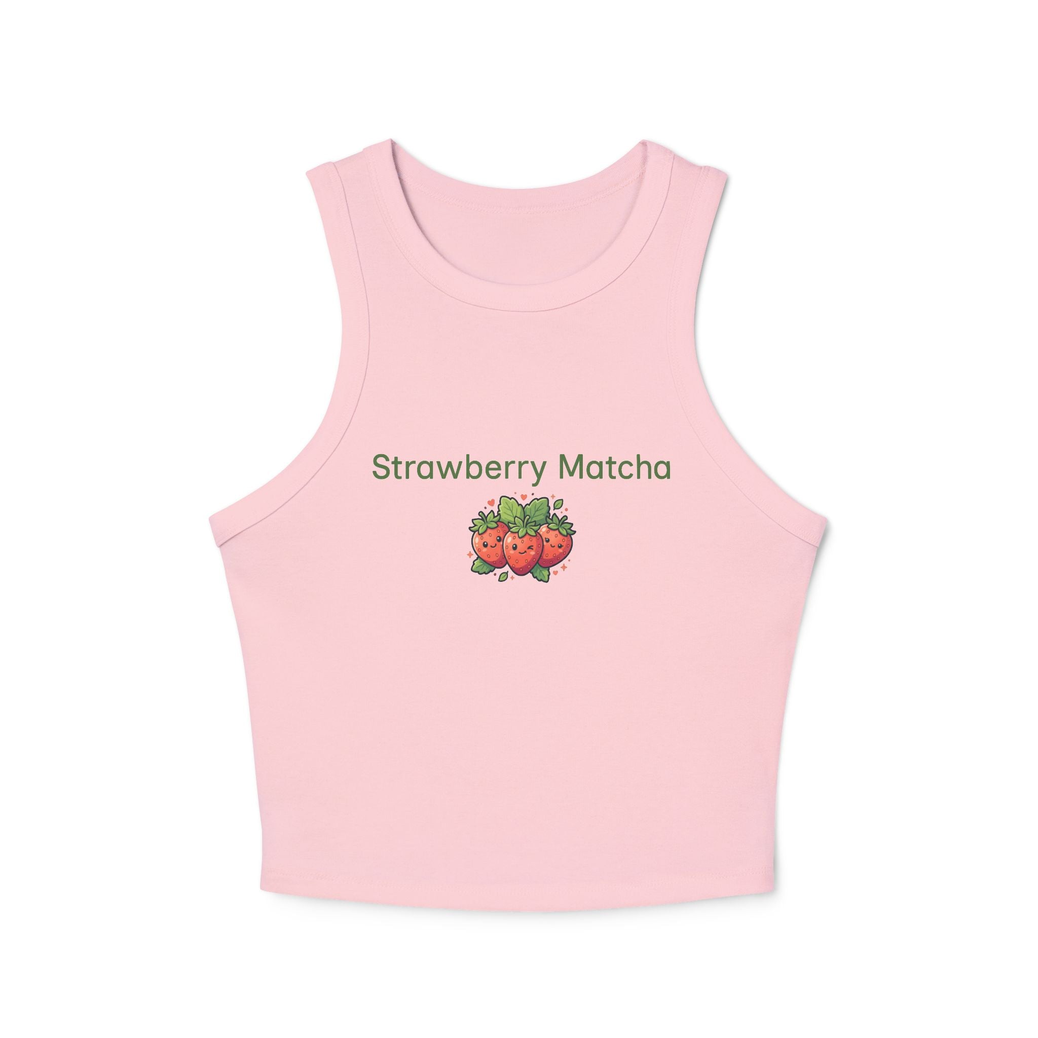 Strawberry Matcha Baby Tee | Soft Aesthetic Crop Top | Minimal Matcha Lover Shirt | Cute Strawberry Graphic Tee
