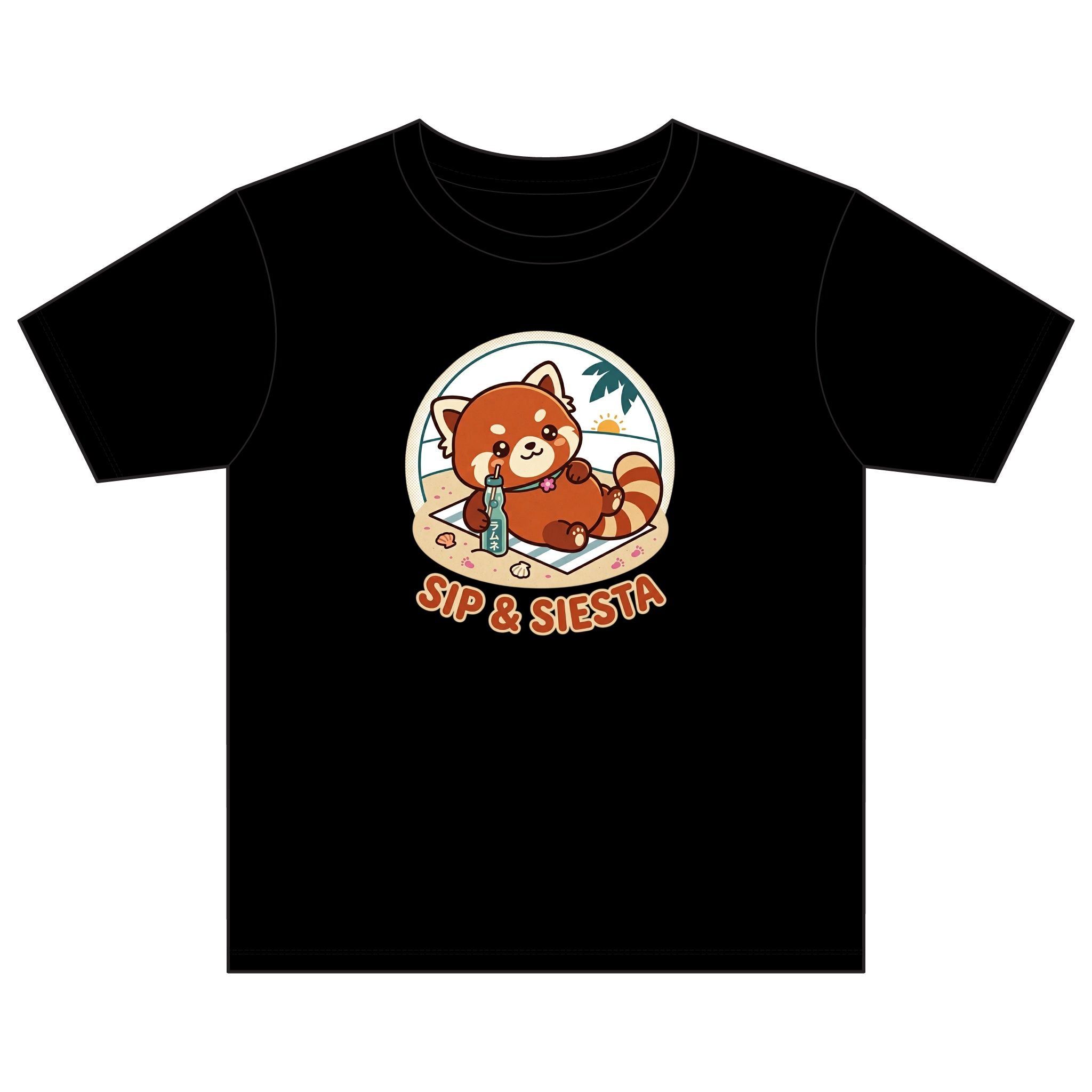 Youth Tee — 'Sip & Siesta' Red Panda Beach Graphic Shirt