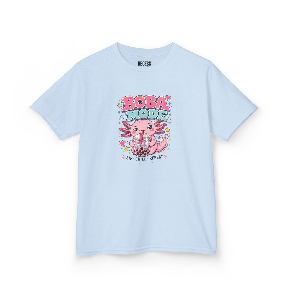 Boba Mode Axolotl Tee — Sip · Chill · Repeat