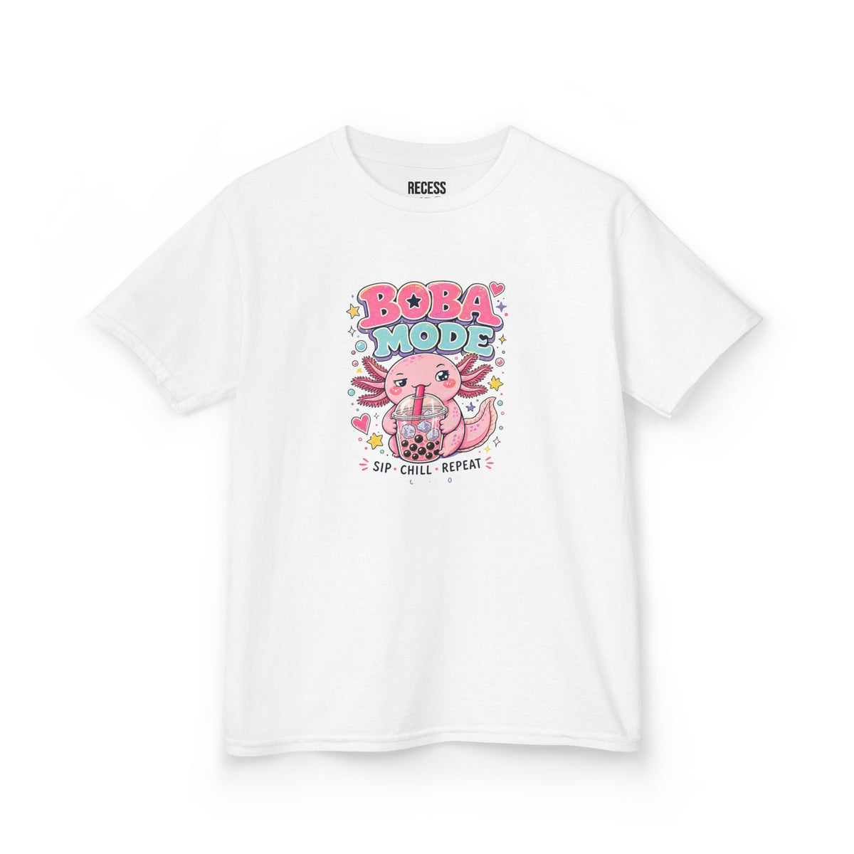 Boba Mode Axolotl Tee — Sip · Chill · Repeat
