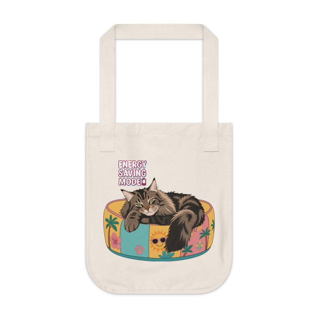 Energy Saving Mode Cat Tote Bag – Cute Canvas Shoulder Bag